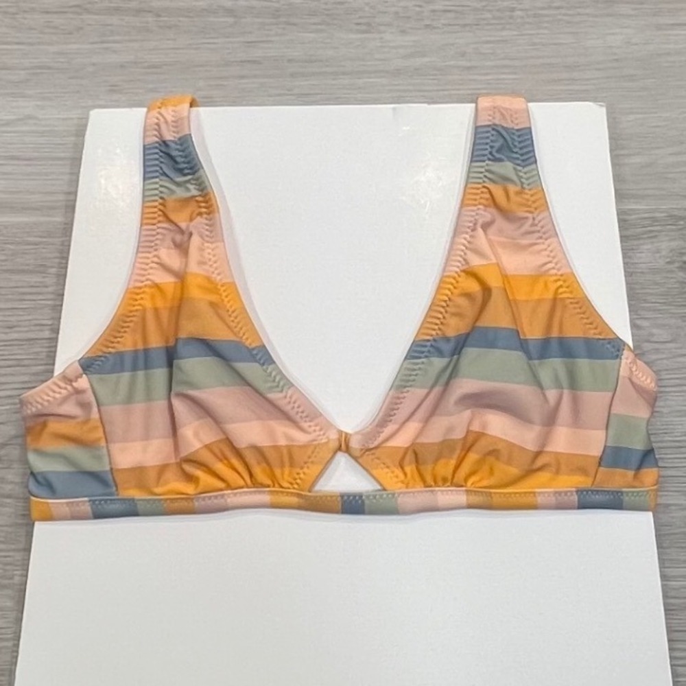 Shade & Shore Bikini Top‎ Striped Tie Back Swimsuit Beach Summer Women's Sz S